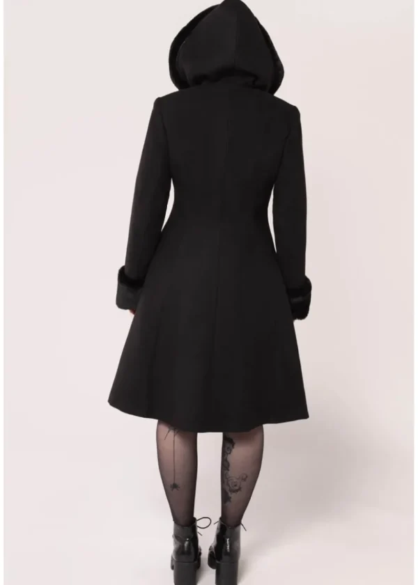 Hell Bunny Batilda Bat Duffel Coat Black