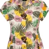 Hell Bunny Benita Tiki 50's Blouse Beige