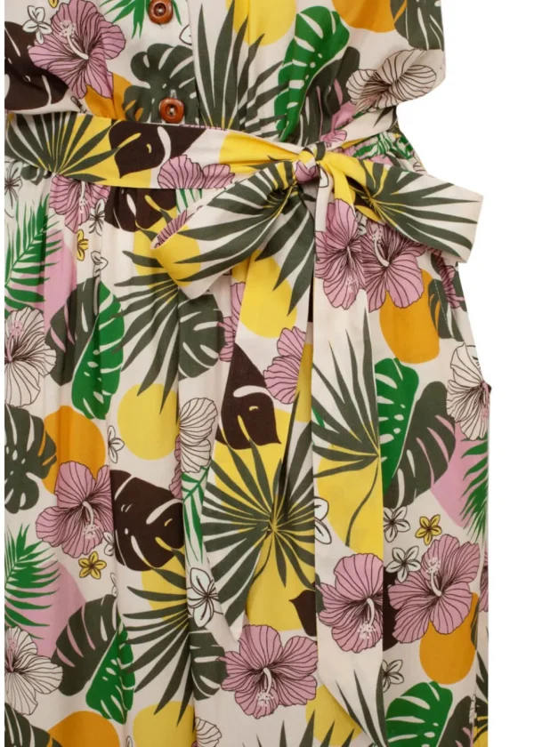 Hell Bunny Benita Tiki 50's Jumpsuit in Beige