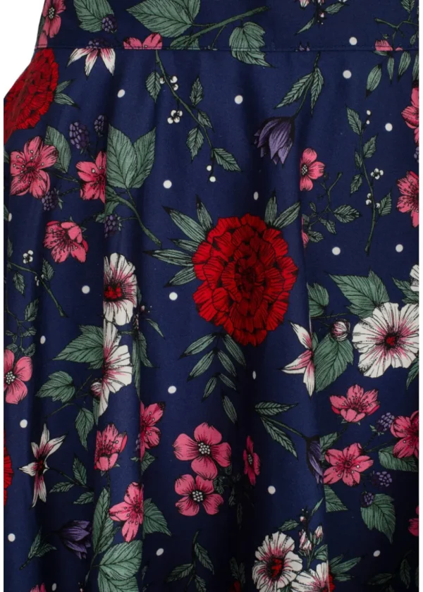 Hell Bunny Camellia Flowers 50's Swing Skirt Navy