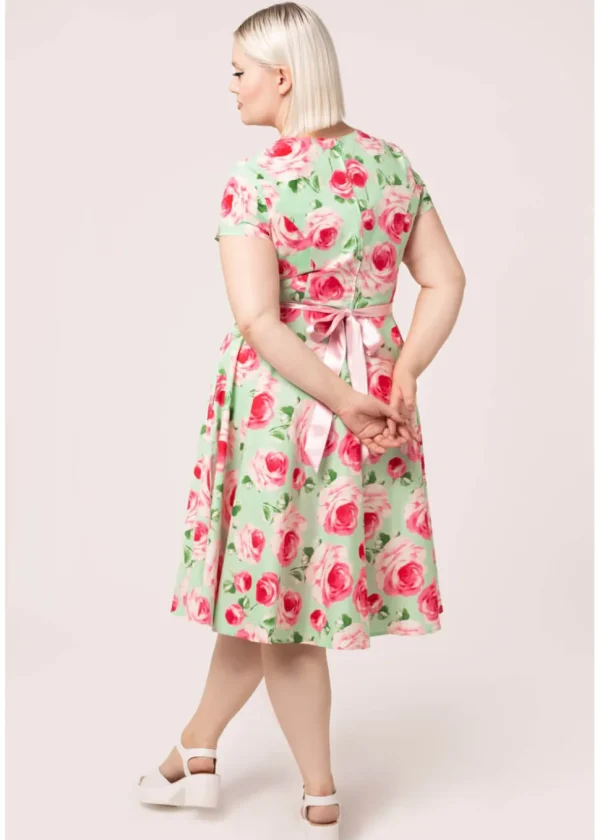 Hell Bunny Camille Roses 50's Swing Dress Mint