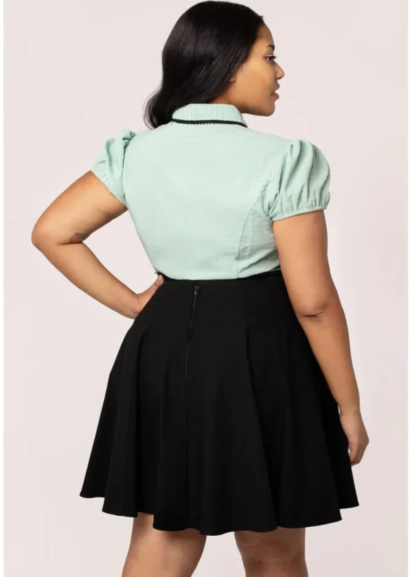 Hell Bunny Casey Bow 40's Blouse Mint Green