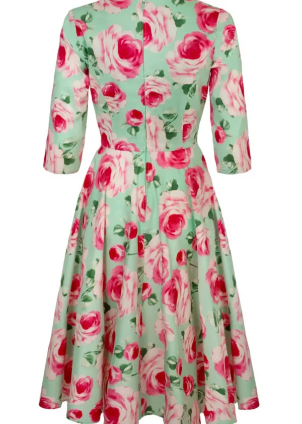 Hell Bunny Claire Roses 50's Swing Dress Mint