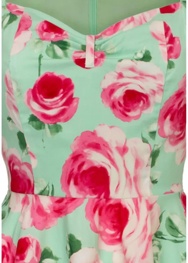 Hell Bunny Claire Roses 50's Swing Dress Mint