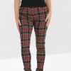 Hell Bunny Clash Tartan Skinny Pants Red