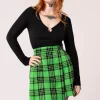 Hell Bunny Corey Tartan Heart 80's Skirt Green