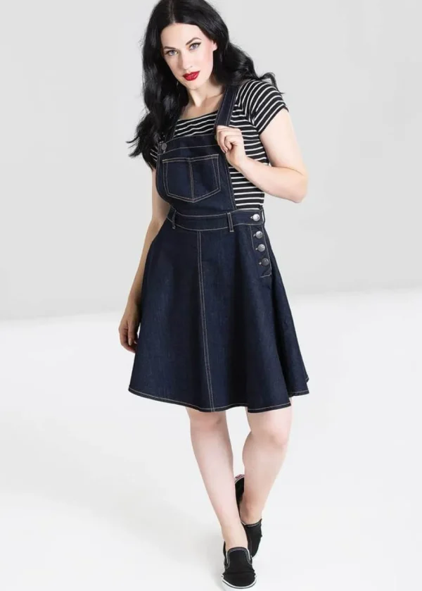 Hell Bunny Dakota 50's Pinafore Swing Dress Navy