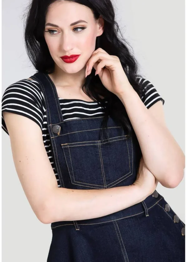 Hell Bunny Dakota 50's Pinafore Swing Dress Navy