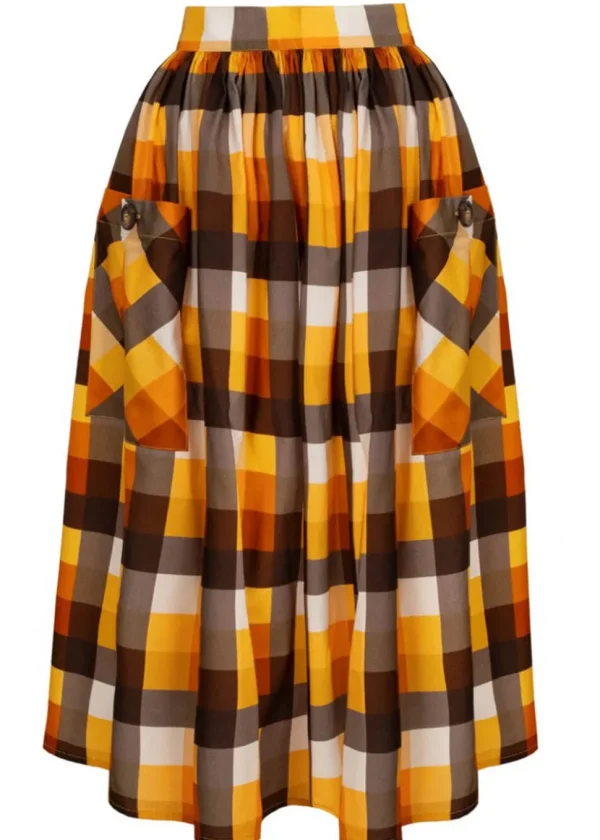 Hell Bunny Darlene Check 50's Swing Skirt Multi