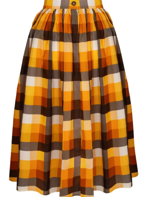 Hell Bunny Darlene Check 50's Swing Skirt Multi