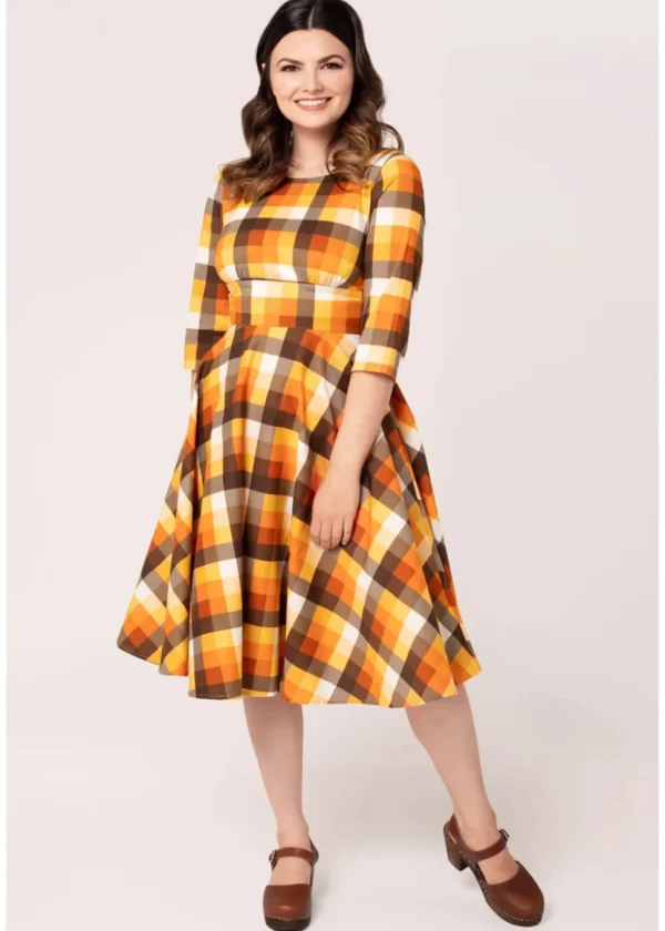 Hell Bunny Darlene Check 50's Swing Dress Multi