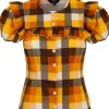 Hell Bunny Darlene 40's Check Blouse Multi