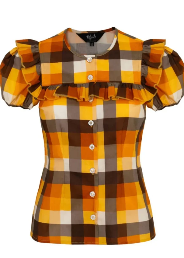 Hell Bunny Darlene 40's Check Blouse Multi