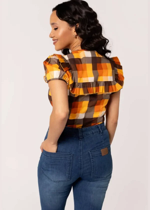 Hell Bunny Darlene 40's Check Blouse Multi