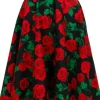 Hell Bunny Dolce Vita Roses 50's Swing Skirt Black