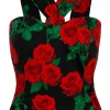 Hell Bunny Dolce Vita Roses 50's Top Black