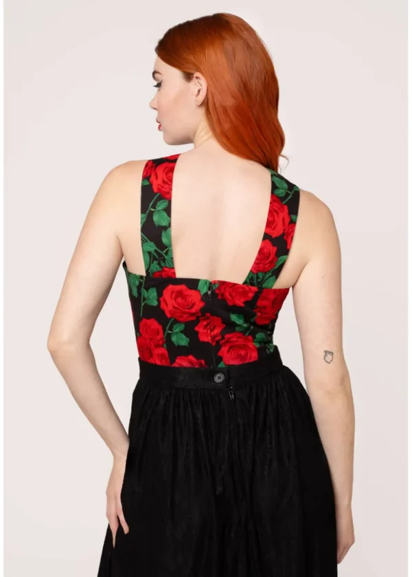 Hell Bunny Dolce Vita Roses 50's Top Black