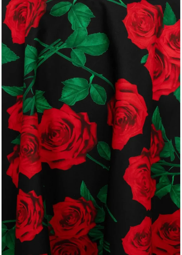 Hell Bunny Dolce Vita Roses 50's Swing Skirt Black