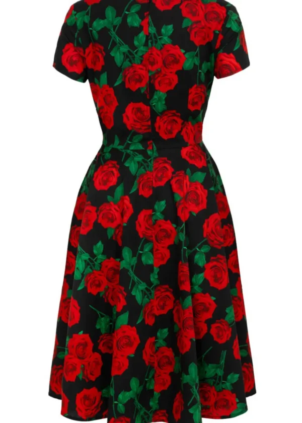 Hell Bunny Dolce Vita Roses 50's Swing Dress Black