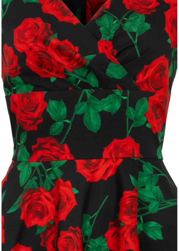 Hell Bunny Dolce Vita Roses 50's Swing Dress Black