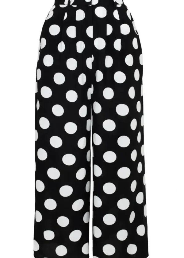 Hell Bunny Dolores Polkadot 40's Palazzo Trousers Black