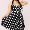 Hell Bunny Dolores Polkadot 40's Swing Dress Black