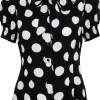 Hell Bunny Dolores Polkadot 40's Blouse Black