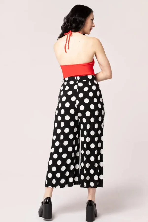 Hell Bunny Dolores Polkadot 40's Palazzo Trousers Black