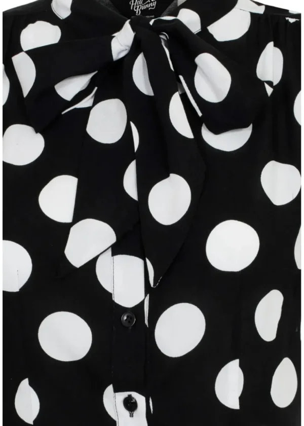Hell Bunny Dolores Polkadot 40's Blouse Black