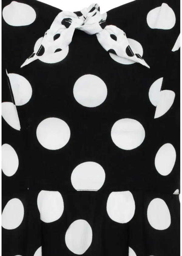 Hell Bunny Dolores Polkadot 40's Swing Dress Black