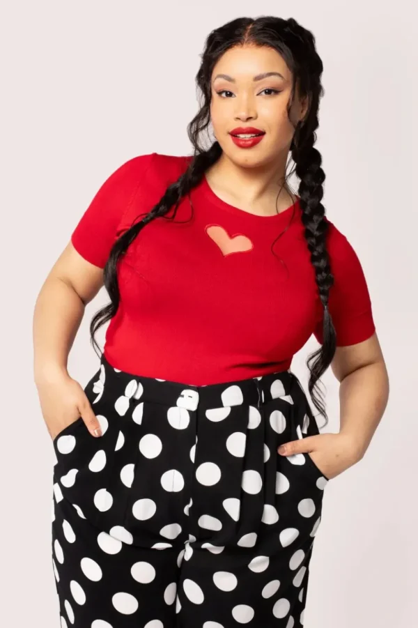 Hell Bunny Dolores Polkadot 40's Palazzo Trousers Black