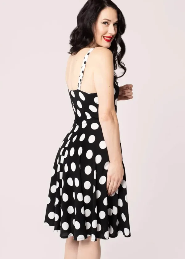 Hell Bunny Dolores Polkadot 40's Swing Dress Black