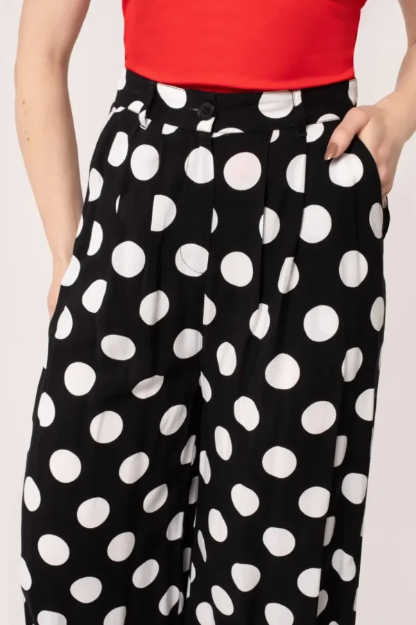 Hell Bunny Dolores Polkadot 40's Palazzo Trousers Black