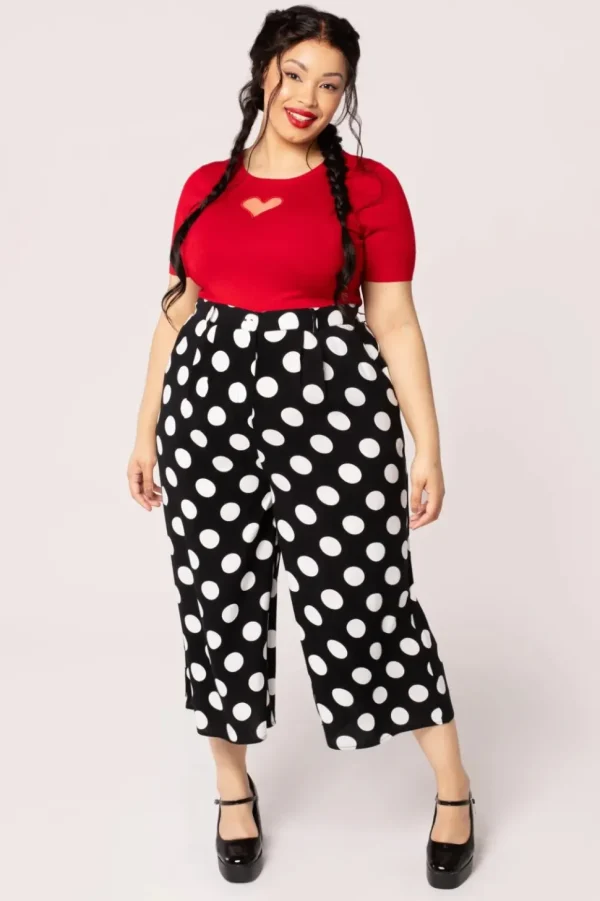 Hell Bunny Dolores Polkadot 40's Palazzo Trousers Black