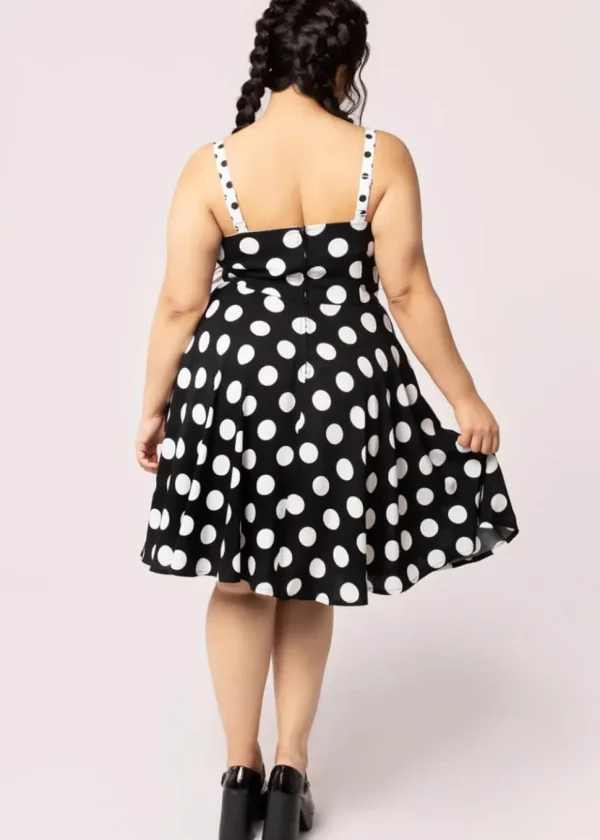 Hell Bunny Dolores Polkadot 40's Swing Dress Black