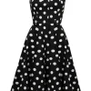 Hell Bunny Domino Polkadot 50's Swing Dress Black