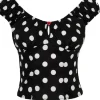 Hell Bunny Domino Polkadot 50's Top Black