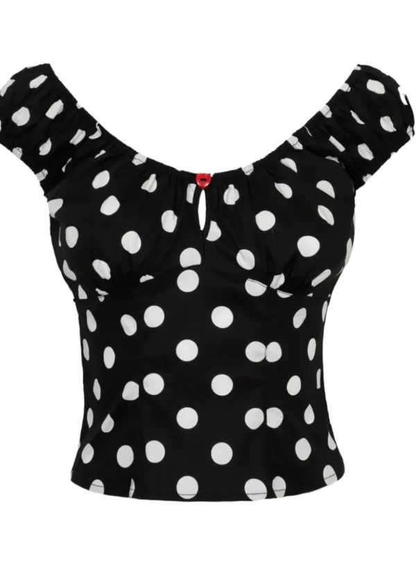 Hell Bunny Domino Polkadot 50's Top Black