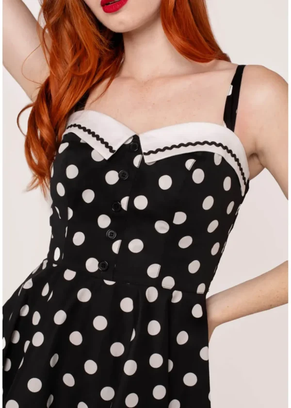 Hell Bunny Domino Polkadot 50's Swing Dress Black
