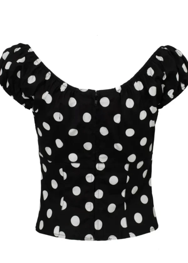 Hell Bunny Domino Polkadot 50's Top Black