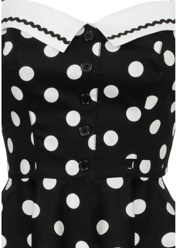 Hell Bunny Domino Polkadot 50's Swing Dress Black