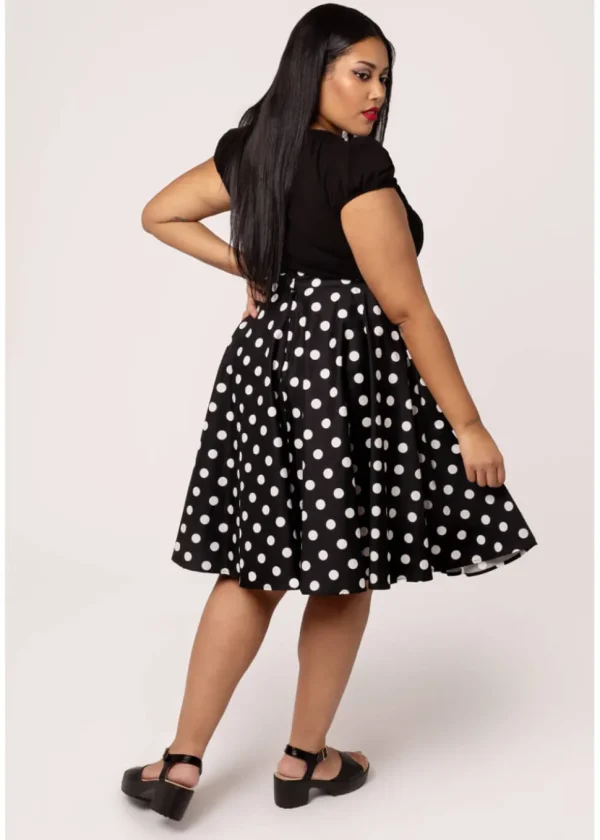 Hell Bunny Domino Polkadot 50's Swing Skirt Black