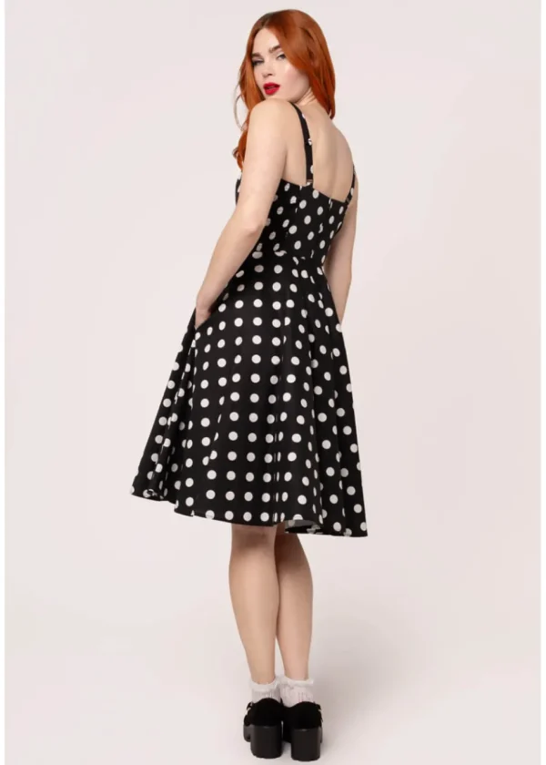 Hell Bunny Domino Polkadot 50's Swing Dress Black