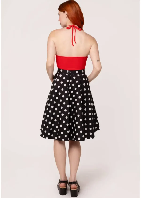 Hell Bunny Domino Polkadot 50's Swing Skirt Black
