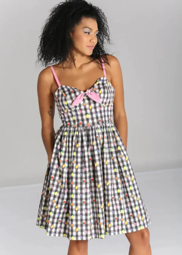 Hell Bunny Fruitylou 50's Swing Dress Black White