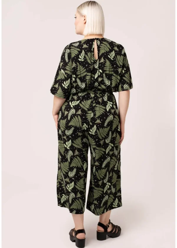 Hell Bunny Gaia Leafes 40's Jumpsuit Black