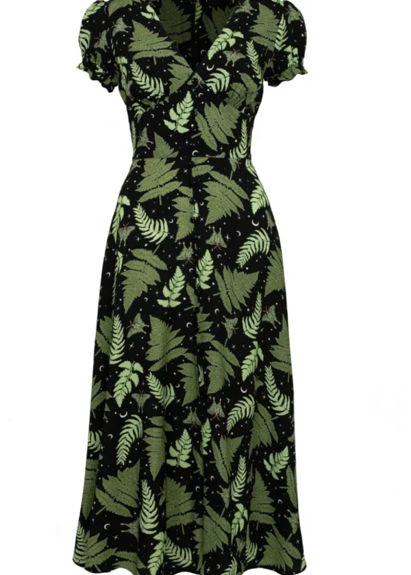 Hell Bunny Gaia Leaves 40's Dress Black