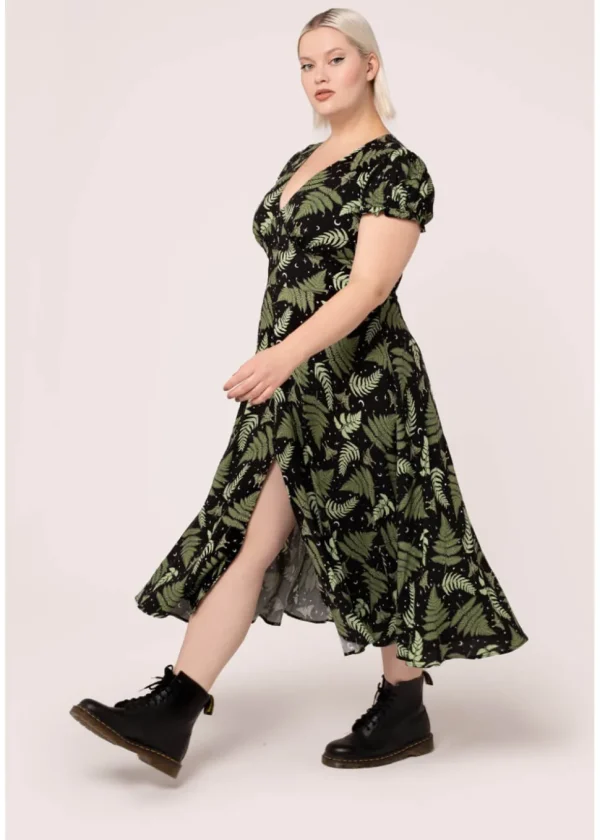Hell Bunny Gaia Leaves 40's Dress Black