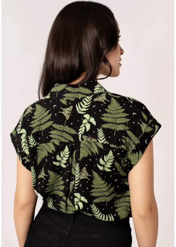 Hell Bunny Gaia Leaves 40's Shirt Black