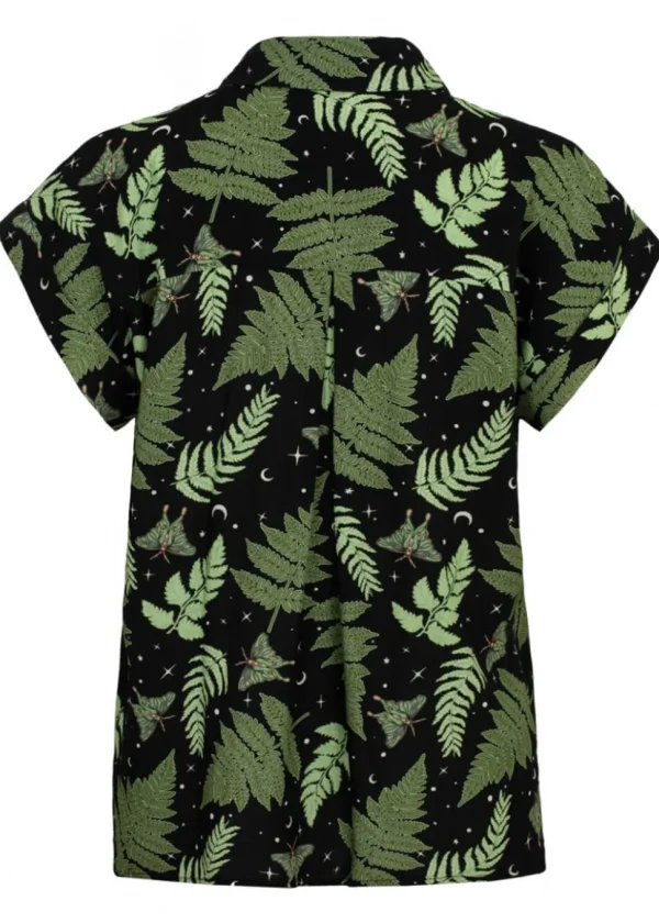 Hell Bunny Gaia Leaves 40's Shirt Black